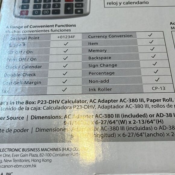Canon Mini Desktop Printing Calculator Model P23-DHV prints 12v or batteries - Picture 5 of 5